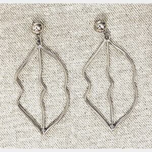 Lips Silver Drop Earrings